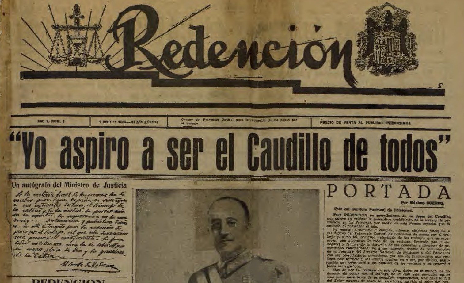 Portada del primer número de la revista.